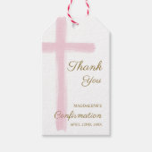 Roze Kruis Bevestiging Dank U Cadeaulabel (Voorkant)