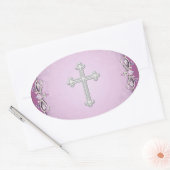 Roze Kruis Damast Bloem Envelope Zegels (Envelop)