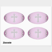 Roze Kruis Damast Bloem Envelope Zegels (Vel)