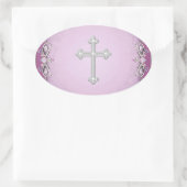 Roze Kruis Damast Bloem Envelope Zegels (Tas)