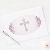 Roze Kruis Damast Bloem Envelope Zegels (Envelop)