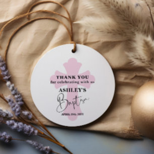 Roze Kruis Doop Dank Je Favor Tags Bedankjes Labels
