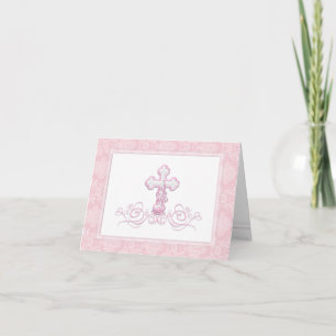 Roze kruis doop dank je kaarten