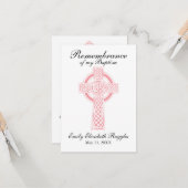 Roze Kruis doop doopgebed Kaart (Voorkant / Achterkant in situ)