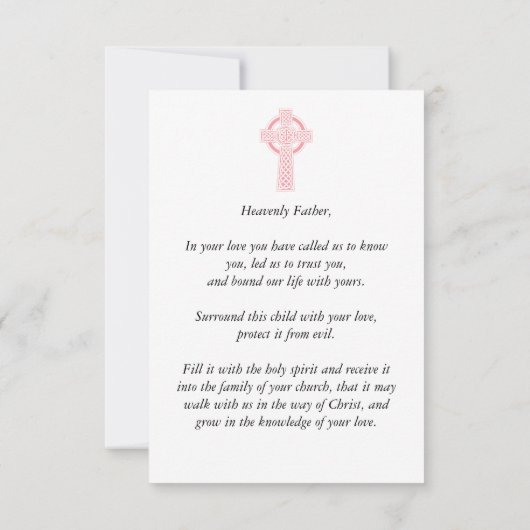 Roze Kruis doop doopgebed Kaart (Achterkant)