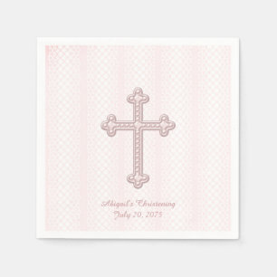 Roze Kruis Doop Servet
