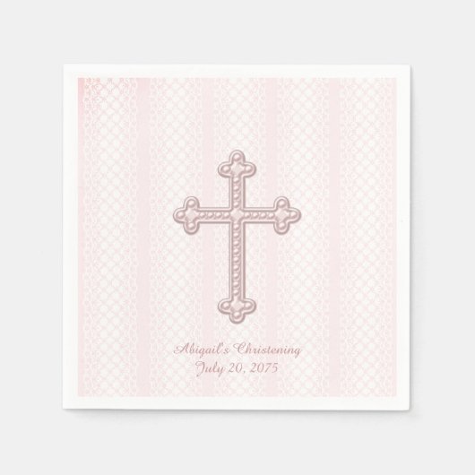 Roze Kruis Doop Servet (Voorkant)