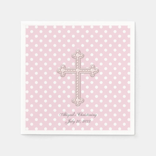 Roze Kruis Doop Servet (Voorkant)