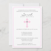 Roze Kruis Doopsel Ceremonie Meisje Kaart (Voorkant)