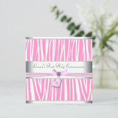 Roze kruis eerste communie kaart (Staand voorkant)