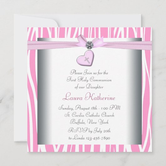 Roze kruis eerste communie kaart (Achterkant)