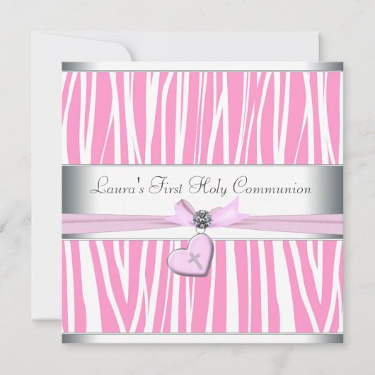 Roze kruis eerste communie kaart (Voorkant)