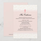 Roze Kruis Eerste Heilige Communie Uitnodiging (Voorkant / Achterkant)