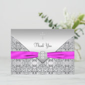 Roze Kruis Elegant Christelijk Bedankt Card (Staand voorkant)