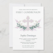 Roze kruis en grote Eerste Communicatie Uitnodigin (Voorkant)