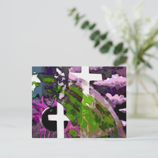 Roze kruis en ogen briefkaart (Staand voorkant)