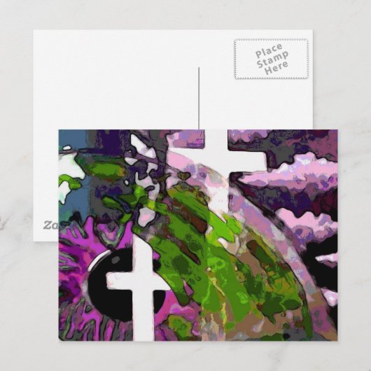 Roze kruis en ogen briefkaart (Voorkant / Achterkant)