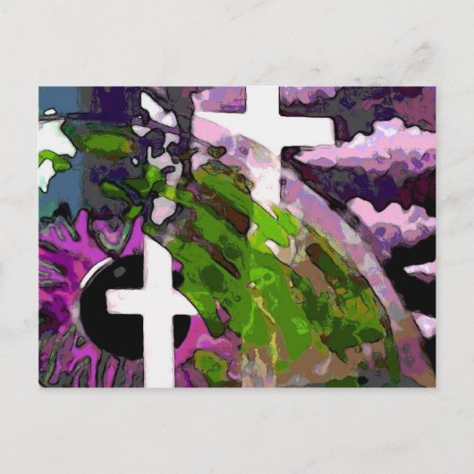 Roze kruis en ogen briefkaart (Voorkant)