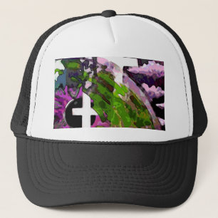 Roze kruis en ogen trucker pet