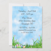 Roze Kruis en Paaseieren 1e Verjaardag Uitnodiging (Achterkant)