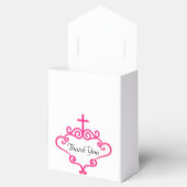  Roze Kruis en Scroll  Baptisme Bedankdoosjes (Geopend)