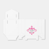 Roze Kruis en Scroll Baptisme Bedankdoosjes (Uitgevouwen)