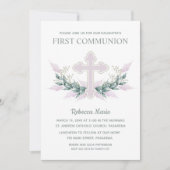 Roze Kruis en Verlaat Eerste Communie Kaart (Voorkant)