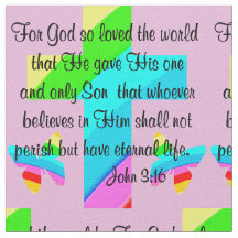 ROZE KRUIS EN VLINDER JOHANNES 3:16 STOF