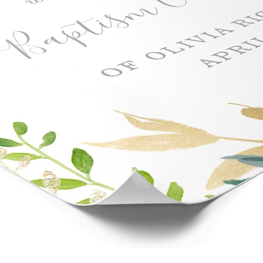 Roze Kruis en Witte Bloemen | Welkom Baptism Poster (Hoek)