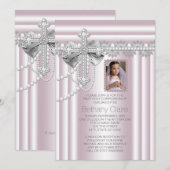 Roze Kruis Foto Eerste Communie Kaart (Voorkant / Achterkant)