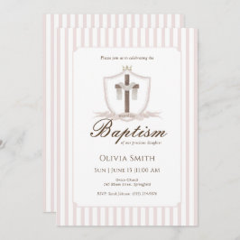 Roze Kruis Kreeft Doop Uitnodiging