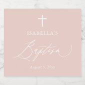 Roze Kruis Meisje Doop Mousserende Wijn Fles Labe Sparkling Wijnetiket (Enkel label)