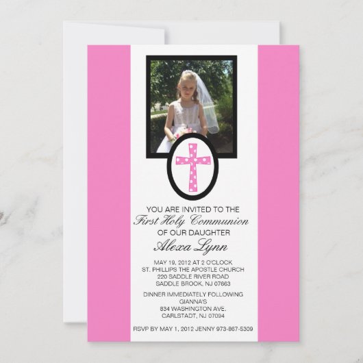 Roze kruis met uitnodiging tot fotocommunicatie (Voorkant)