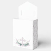 Roze kruis op Quatrefoil Party Favor Box Bedankdoosjes (Geopend)