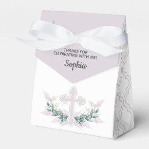 Roze kruis op Quatrefoil Party Favor Box Bedankdoosjes