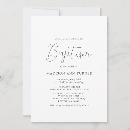 Roze kruis | Uitnodiging voor de doop (Voorkant)