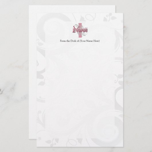 Roze kruis/wervelkolom briefpapier (Voorkant / Achterkant)