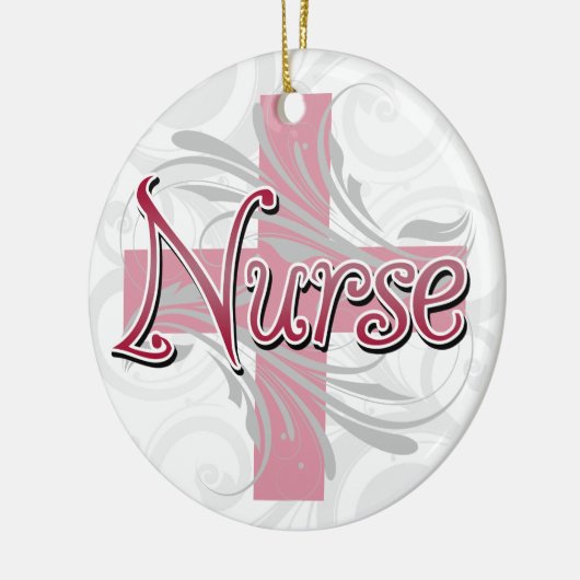 Roze kruis/wervelkolom keramisch ornament (Links)