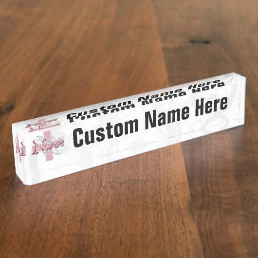 Roze kruis/wervelkolom naambordje (Zijkant)