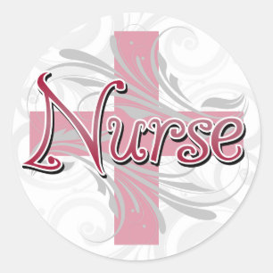 Roze kruis/wervelkolom ronde sticker