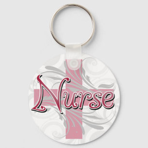 Roze kruis/wervelkolom sleutelhanger