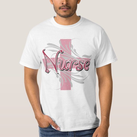 Roze kruis/wervelkolom t-shirt (Voorkant)
