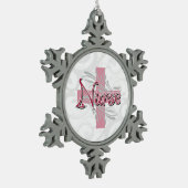 Roze kruis/wervelkolom tin sneeuwvlok ornament (Links)