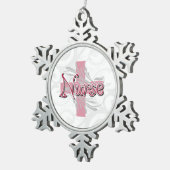Roze kruis/wervelkolom tin sneeuwvlok ornament (Rechts)