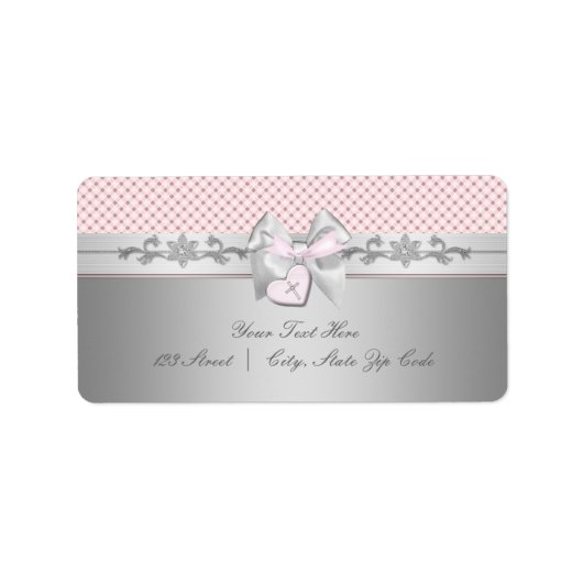Roze kruisadreslabels etiket (Voorkant)