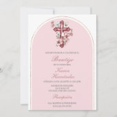 Roze kruisbeeld Doop Spaans Kaart (Voorkant)