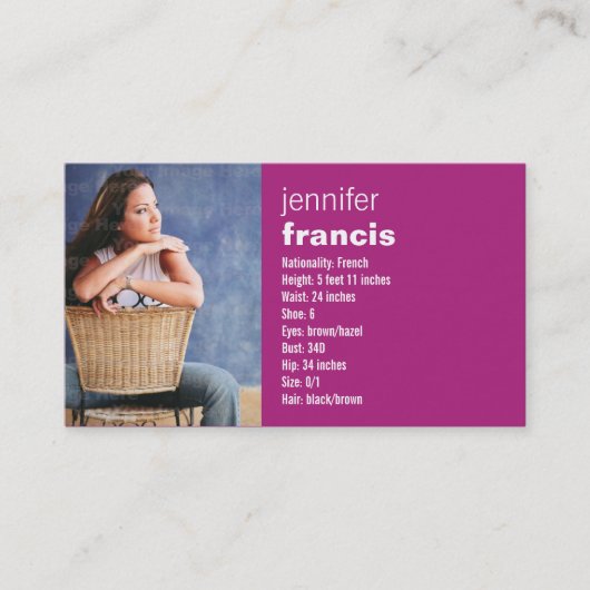 Roze kruisingsminikaart visitekaartje (Voorkant)