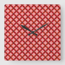 Roze kruiskleurige vlecht met licht ruw licht vierkante klok