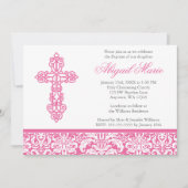 Roze  kruisriddermeisje Baptisme Christening Kaart (Voorkant)