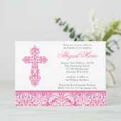 Roze  kruisriddermeisje Baptisme Christening Kaart (Staand voorkant)